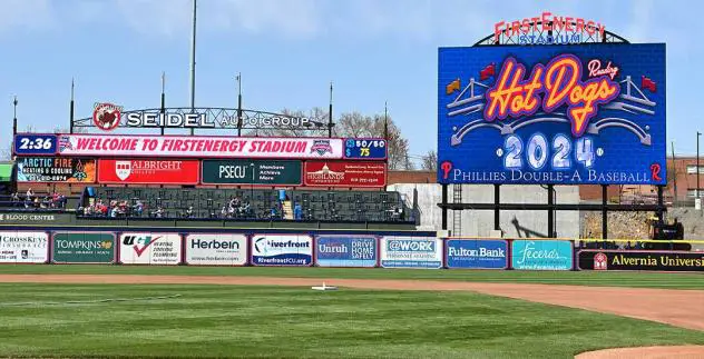 The new video board at FirstEnergy Stadium, home of the Reading Fightin Phils