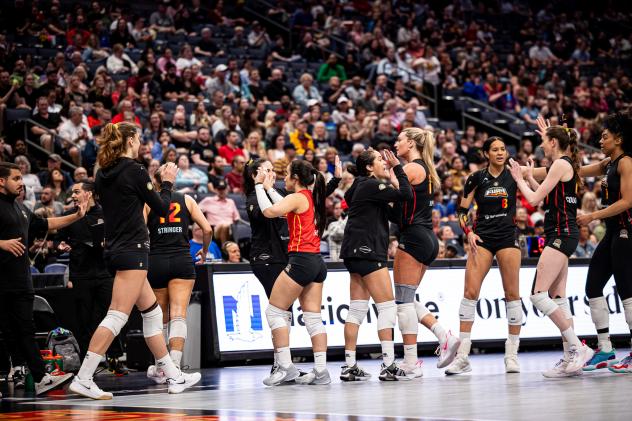Columbus Fury exchange high fives