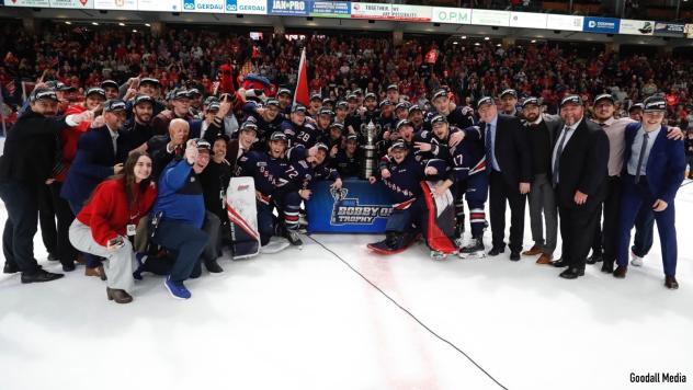 Oshawa Generals celebrate the Eastern Conference title