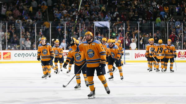 Toledo Walleye acknowledge the fans