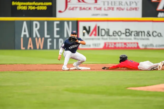 Somerset Patriots' Oswald Peraza in action