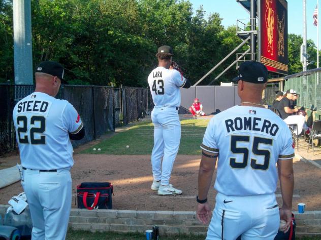 Rome Emperors' Mike Steed, Jhancarlos Lara, and Jefferson Romero on game day