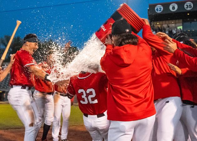 Fargo-Moorhead RedHawks celebrate win