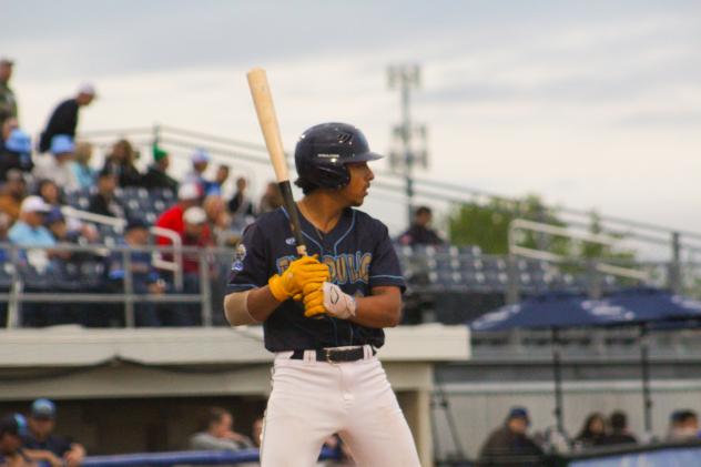 Drew Barragan at bat for the Fond du Lac Dock Spiders