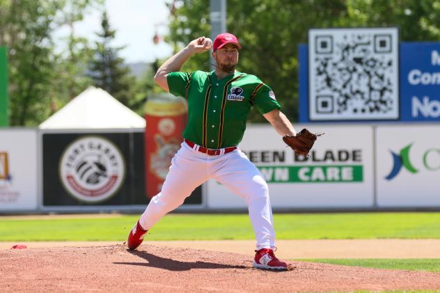 Winnipeg Goldeyes' Landen Bourassa on the mound