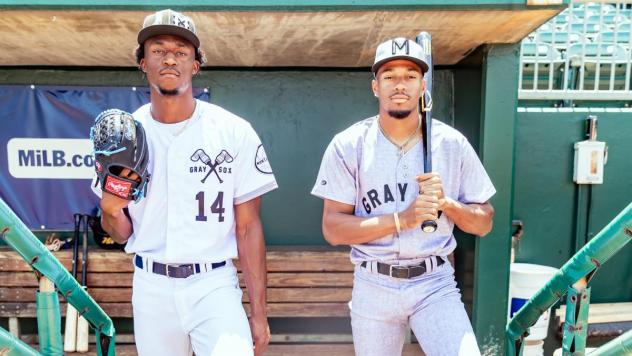 Montgomery Biscuits in their Montgomery Gray Sox uniforms