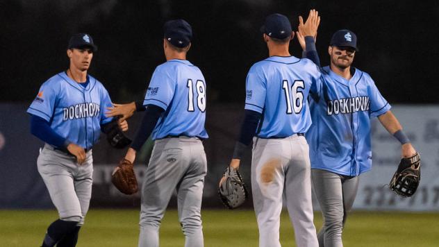 Lake Country DockHounds exchange congratulations following a win