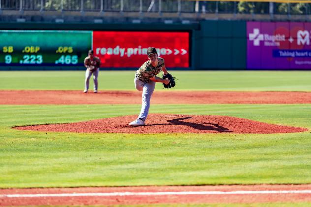 Biloxi Shuckers' Logan Henderson on the mound