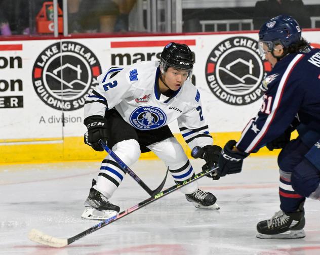 Wenatchee Wild defenseman Landon Young (left)