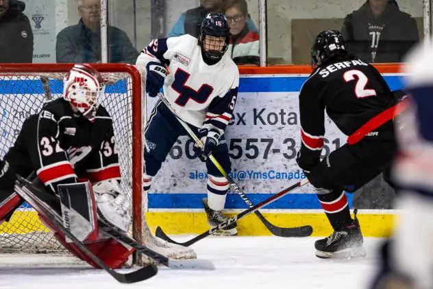 Forward Levi Benson with Yale Hockey Academy's U18 Prep team