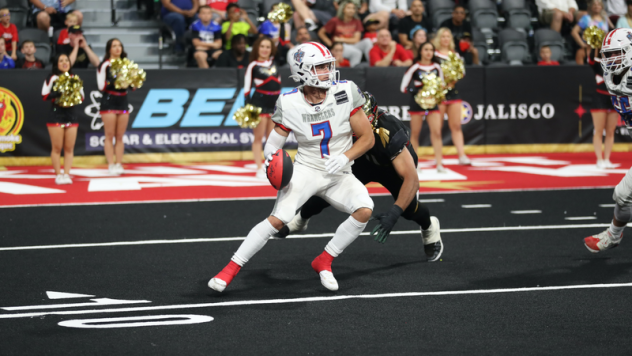 Quarterback Kaleb Barker with the Northern Arizona Wranglers