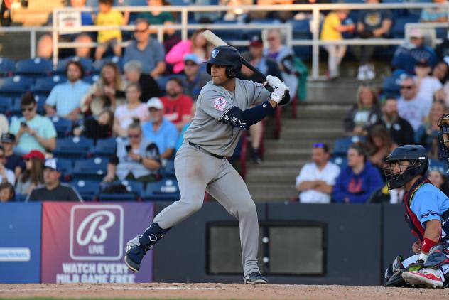 Somerset Patriots' Escarra Clutch at bat