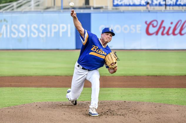 Biloxi Shuckers' Bradley Blalock on the mound