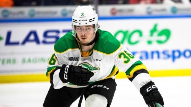 Forward Sawyer Boulton with the London Knights
