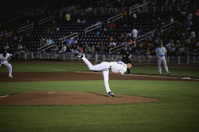 Biloxi Shuckers' Jacob Misiorowski in action