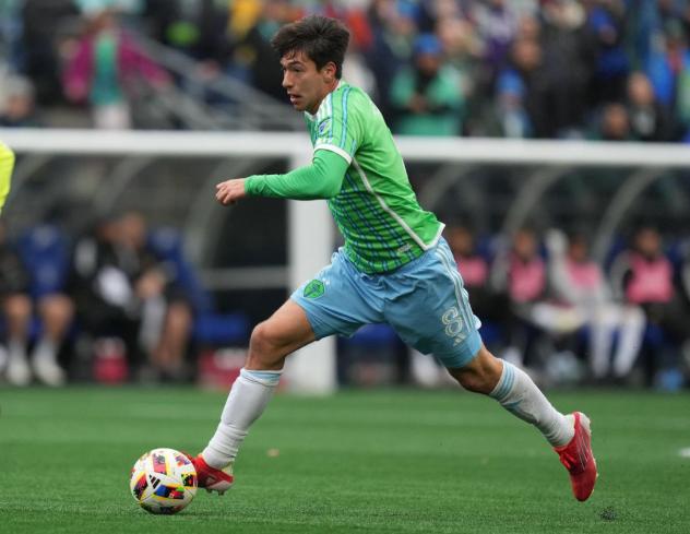 Sounders FC midfielder Josh Atencio
