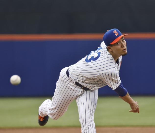 Syracuse Mets' Kodai Senga in action