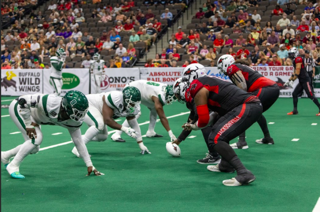 Jacksonville Sharks offense faces the Green Bay Blizzard
