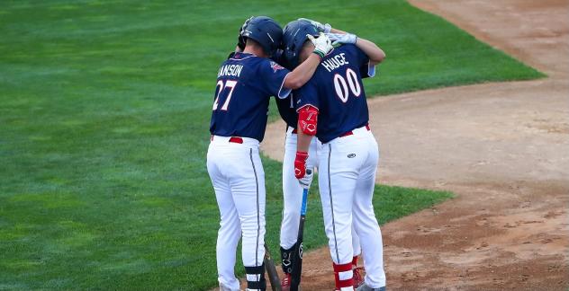 St. Cloud Rox' Carter Hanson, Ben Higdon, and Jackson Hauge on game night