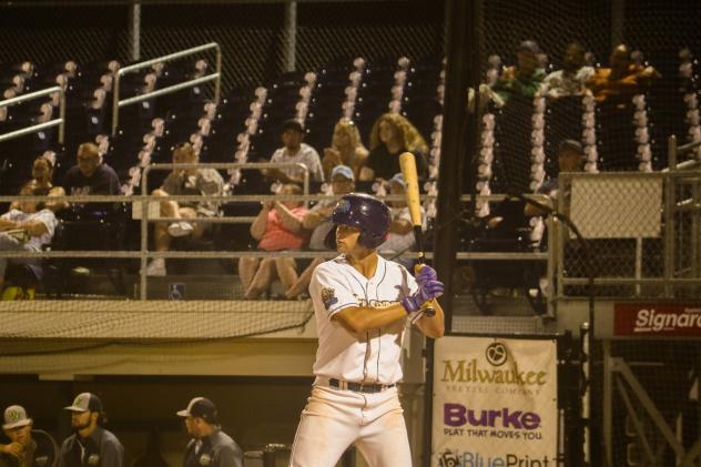 Connor Cooney at bat for the Fond du Lac Dock Spiders