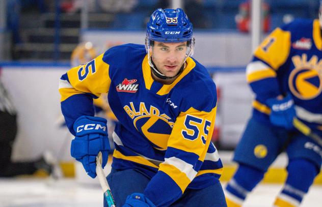 Defenceman John Babcock with the Saskatoon Blades