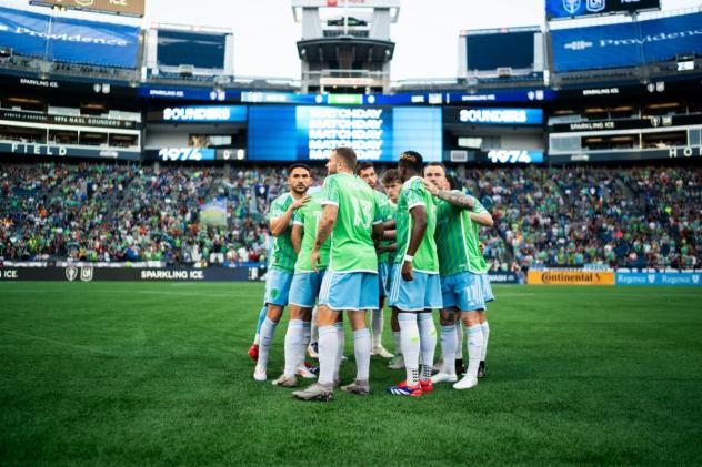 Sounders FC huddle