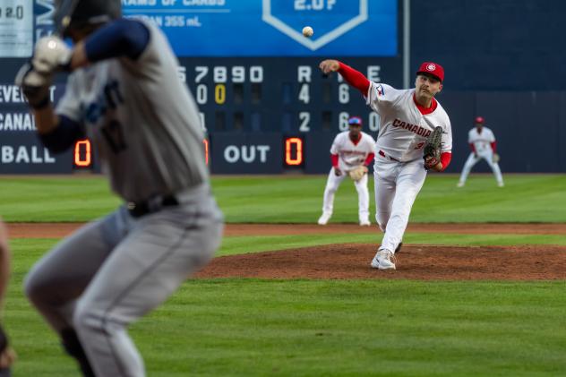 Vancouver Canadians pitcher Alex Amalfi delivers