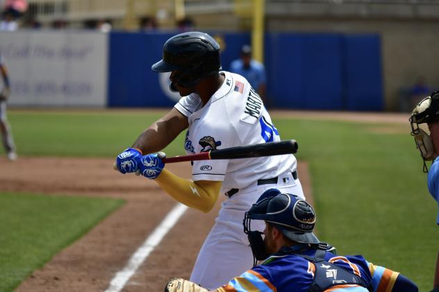 Biloxi Shuckers' Ernesto Martinez Jr. at bat