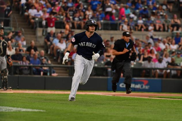 Somerset Patriots' Jesus Rodriguez in action