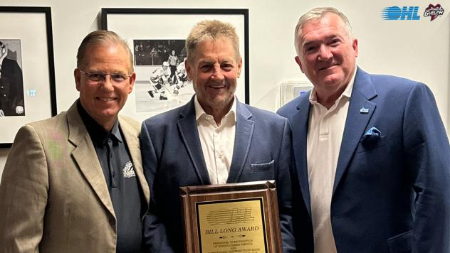 Former Guelph Storm Governor and OHL Chairman Rick Gaetz with the Bill Long Award
