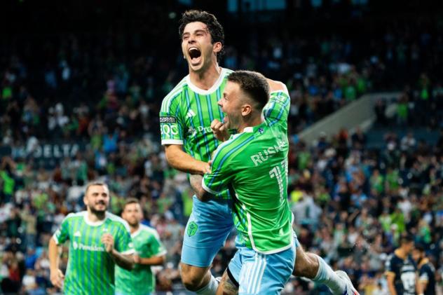 Sounders FC celebrates a goal