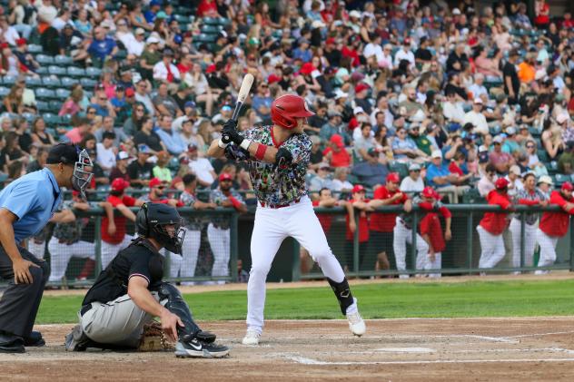 Andy Armstrong of the Winnipeg Goldeyes at bat