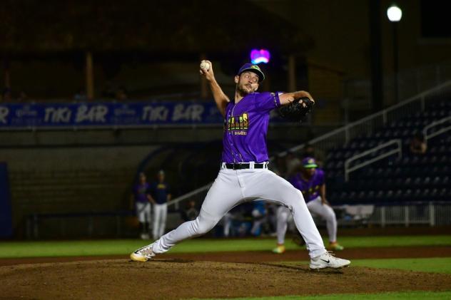Biloxi Shuckers' Blake Holub on the mound