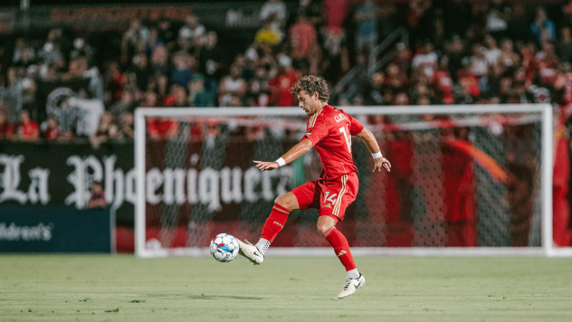 Phoenix Rising FC's Emil Cuello on the field