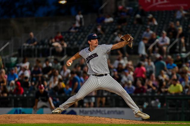 Somerset Patriots' Zach Messinger in action