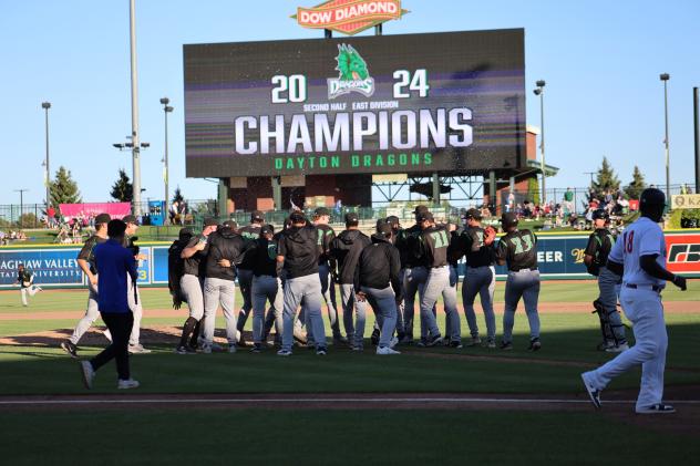 Dayton Dragons celebrate their playoff berth