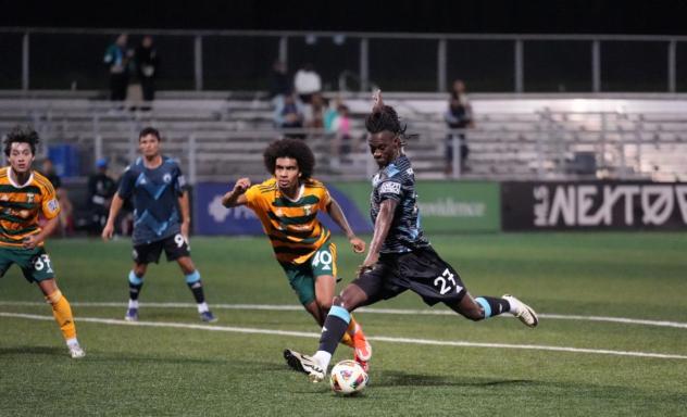 Portland Timbers2's Keesean Ferdinand versus Tacoma Defiance's Frank Daroma