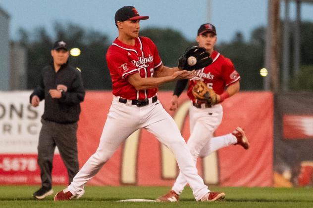 Fargo-Moorhead RedHawks infielder Sam Dexter takes a throw