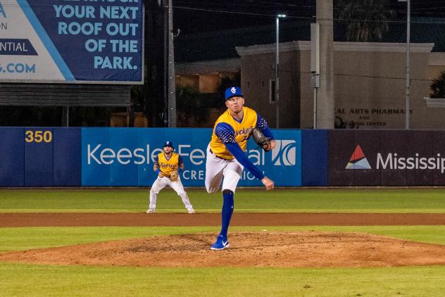 Biloxi Shuckers' Sam McWilliams on the mound