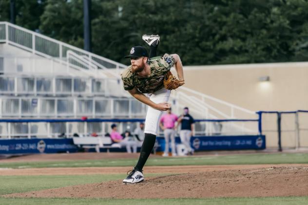 Biloxi Shuckers' Nick Merkel on the mound