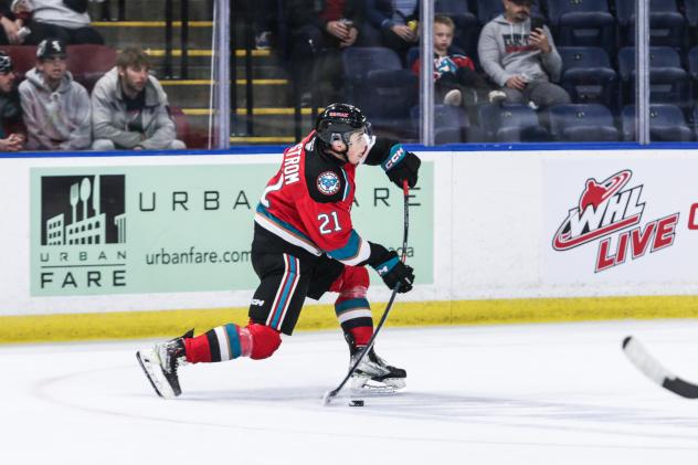 Kelowna Rockets' Owen Folstrom in action