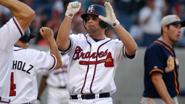 Mississippi Braves celebrate at home plate