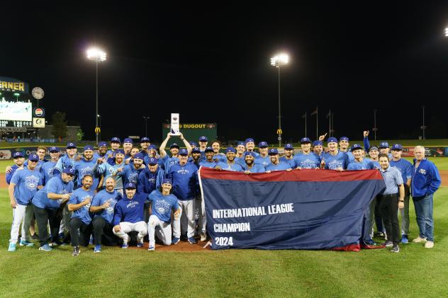 Omaha Storm Chasers pose after winning the International League Championship