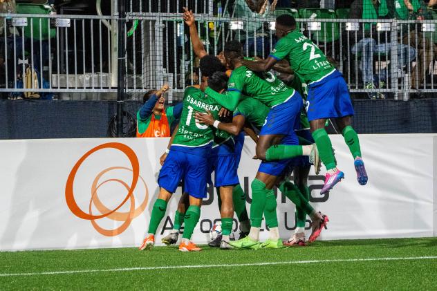 Hartford Athletic celebrates a goal
