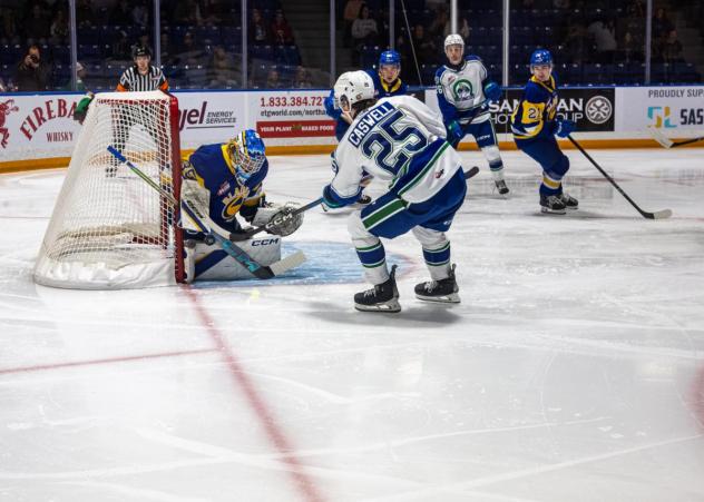 Swift Current Broncos' Clarke Caswell in action