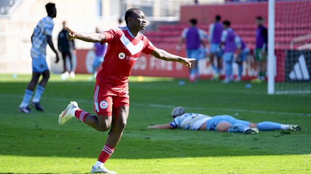 Chicago Fire FC II reacts after a goal against Philadelphia Union II