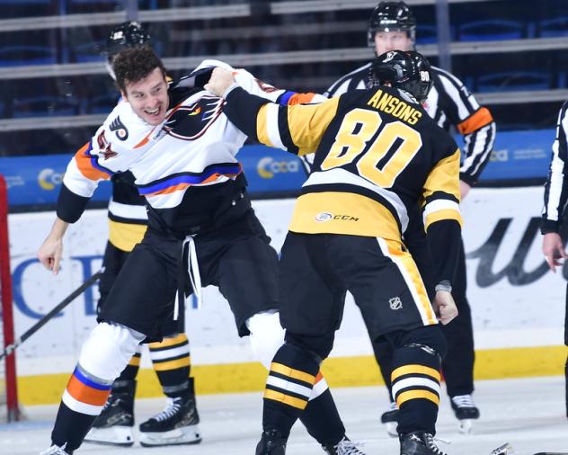 Lehigh Valley Phantoms fight with the Wilkes-Barre/Scranton Penguins