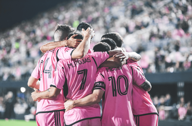 Inter Miami CF gather after a goal
