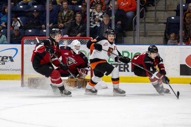 Medicine Hat Tigers battle the Vancouver Giants