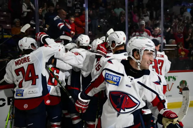 South Carolina Stingrays celebrate their overtime win against Orlando
